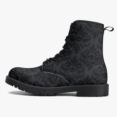 Gothic Skull Damask Print Lace Up Boots (JPREG3)