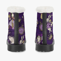 Alice in Wonderland Dark Purple Winter Faux Fur Boots (JPFPAP)