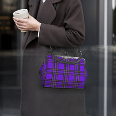 Purple Tartan Kisslock Purse - Gothic Punk Handbag