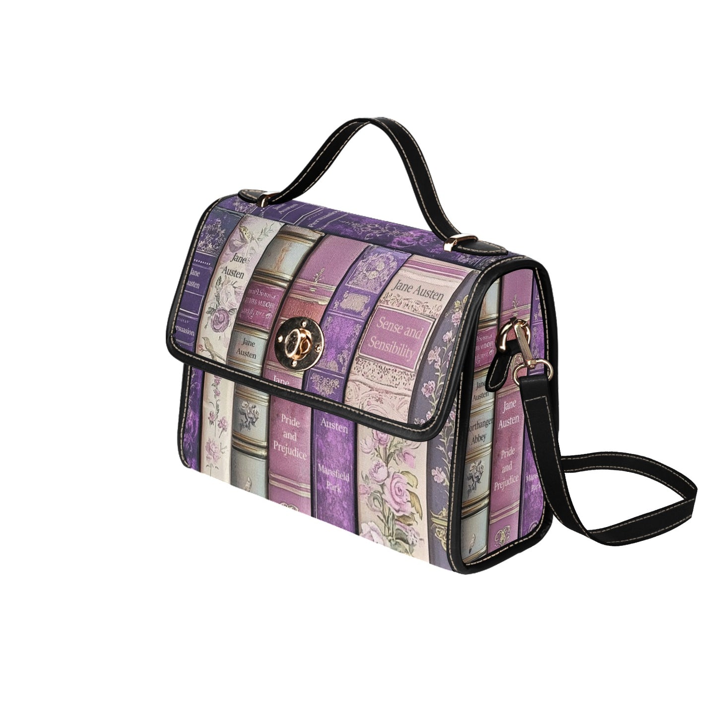 Jane Austen Satchel with Black Trim and Shoulder Strap