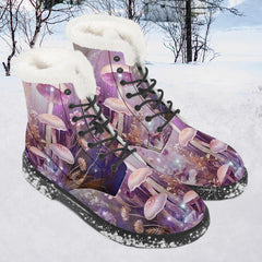 Dreamy Mushroomcore Combat Boots - Surreal Toadstool Forestcore Boots (JPFMUSH12)