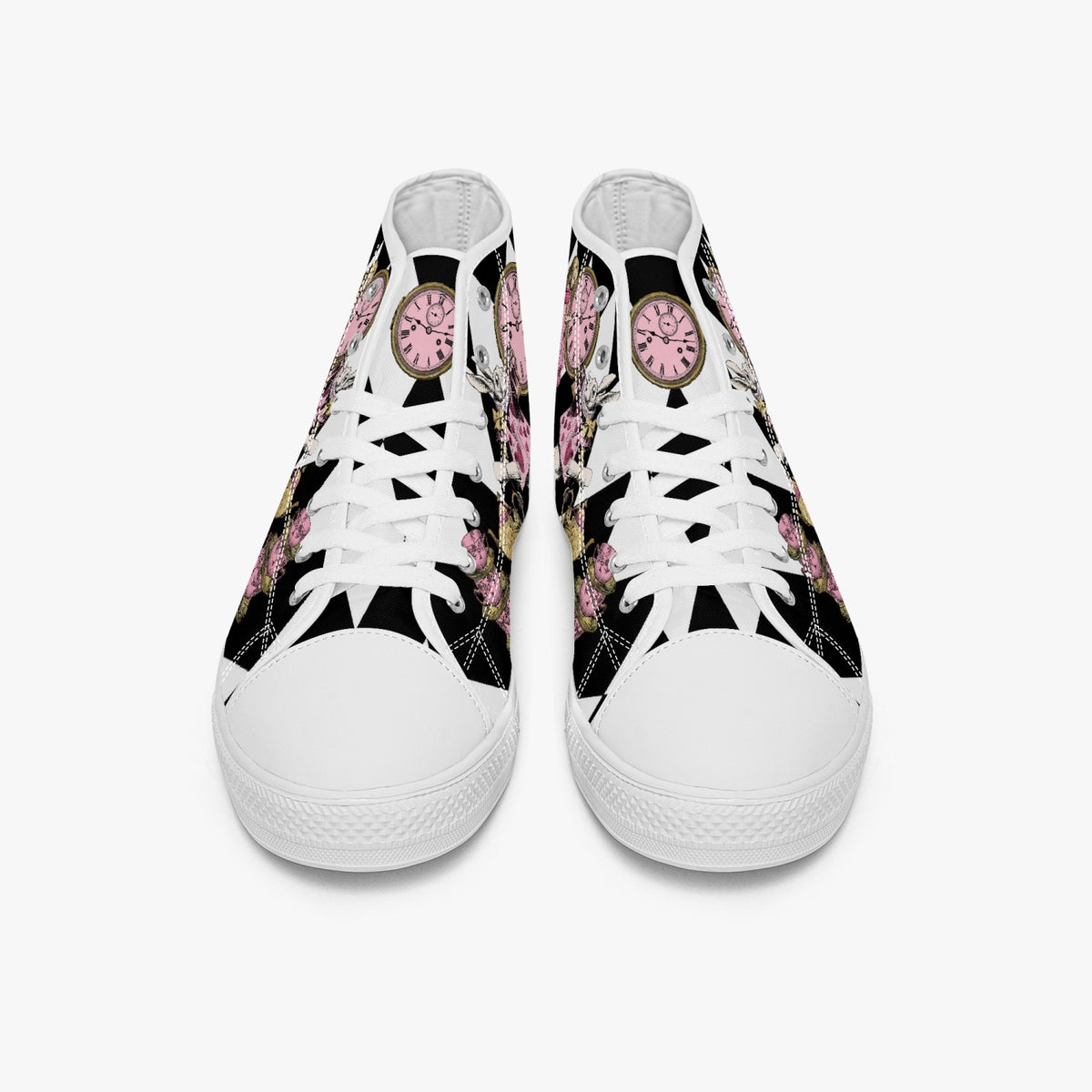 Alice in Wonderland Pink and White Mad Hatter Sneakers (JP4001)