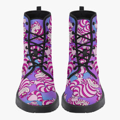 Cheshire Cat Pink and Purple Combat Boots (JPREGCC)