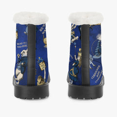 Alice in Wonderland Blue Faux Fur Winter Boots - Mad Hatter Tea Party Fun Boots (JPFBG)