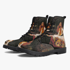 Waterhouse - Lady of Shalott Lace Up Combat Boots - Pre Raphaelite Brotherhood Unique Art Boots (JPREG91)
