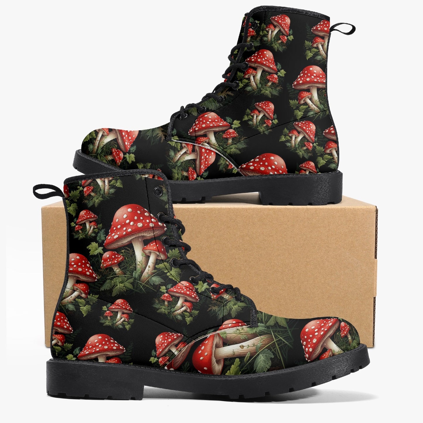 Mushroomcore Toadstool Combat Boots - Forestcore Boots (JPMUSH3)