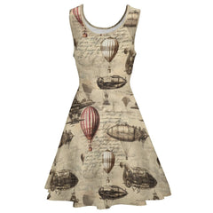 Steampunk Dress - The Aviator’s Dream – Steampunk Airships and Hot Air Balloon Dress (Thinner Fabric)