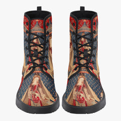 The Lady and the Unicorn Combat Boots - Mon Seul Desir Tapestry Boots for Art Lover (JPREG75)