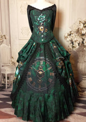 Bottle Green Steampunk Clockwork Corset Gown - Made to Measure, Plus Size Friendly