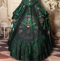 Bottle Green Steampunk Clockwork Corset Gown - Made to Measure, Plus Size Friendly