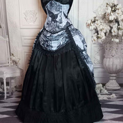 The Raven Corset Gown - Edgar Allan Poe Costume - Custom Victorian Raven Ensemble