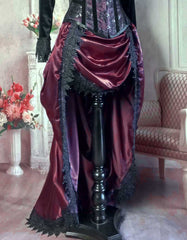 Amethyst Satin Victorian Bustle Skirt - Steampunk Bustle Skirt - Hi Lo Steampunk Cosplay Skirt