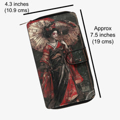 Red Kimono Geisha Large Zipper Wallet - (JPWRG)