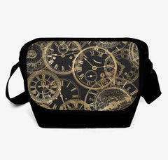 Golden Clocks Steampunk Messenger Bag - Steampunk School Bag (JPMESSS2)