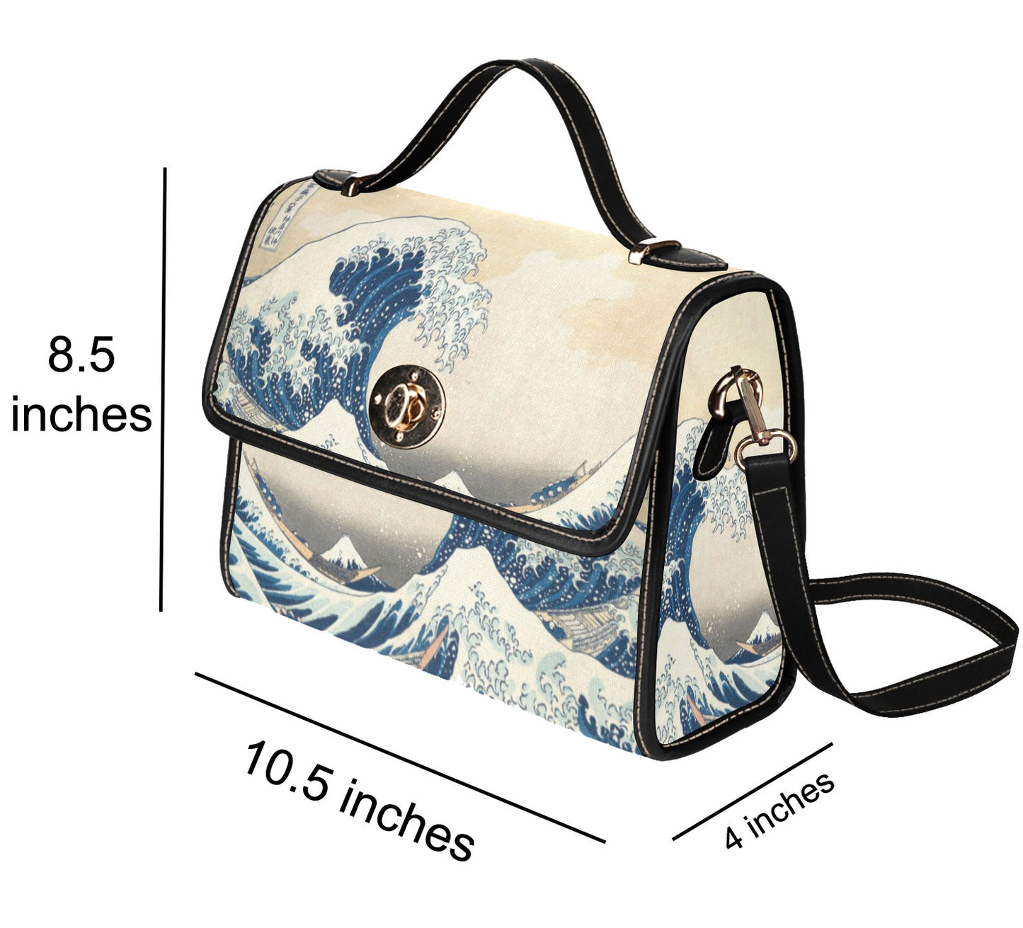 The Great Wave Satchel Bag - Hokusai, Japanese Art Shoulder Purse