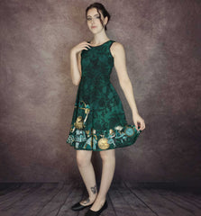 Green Alice in Wonderland Dress - Plus Size Friendly Mad Hatter Tea Party Dress (THDGA)