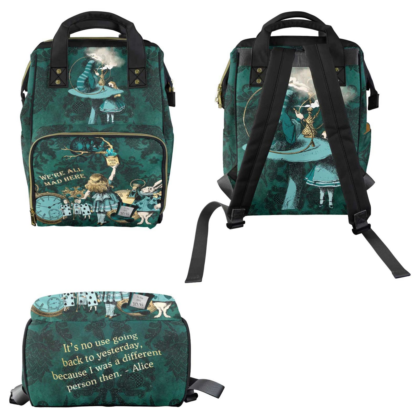 Green Alice in Wonderland Diaper Bag