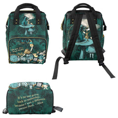 Green Alice in Wonderland Large Backpack Nappy/Diaper Bag