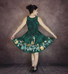 Green Alice in Wonderland Dress - Plus Size Friendly Mad Hatter Tea Party Dress (THDGA)