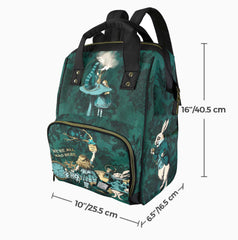 Green Alice in Wonderland Large Backpack Nappy/Diaper Bag