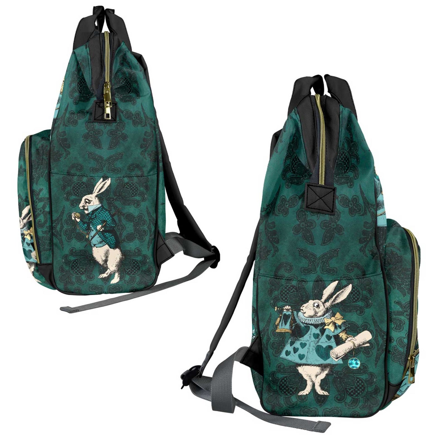 Green Alice in Wonderland Diaper Bag