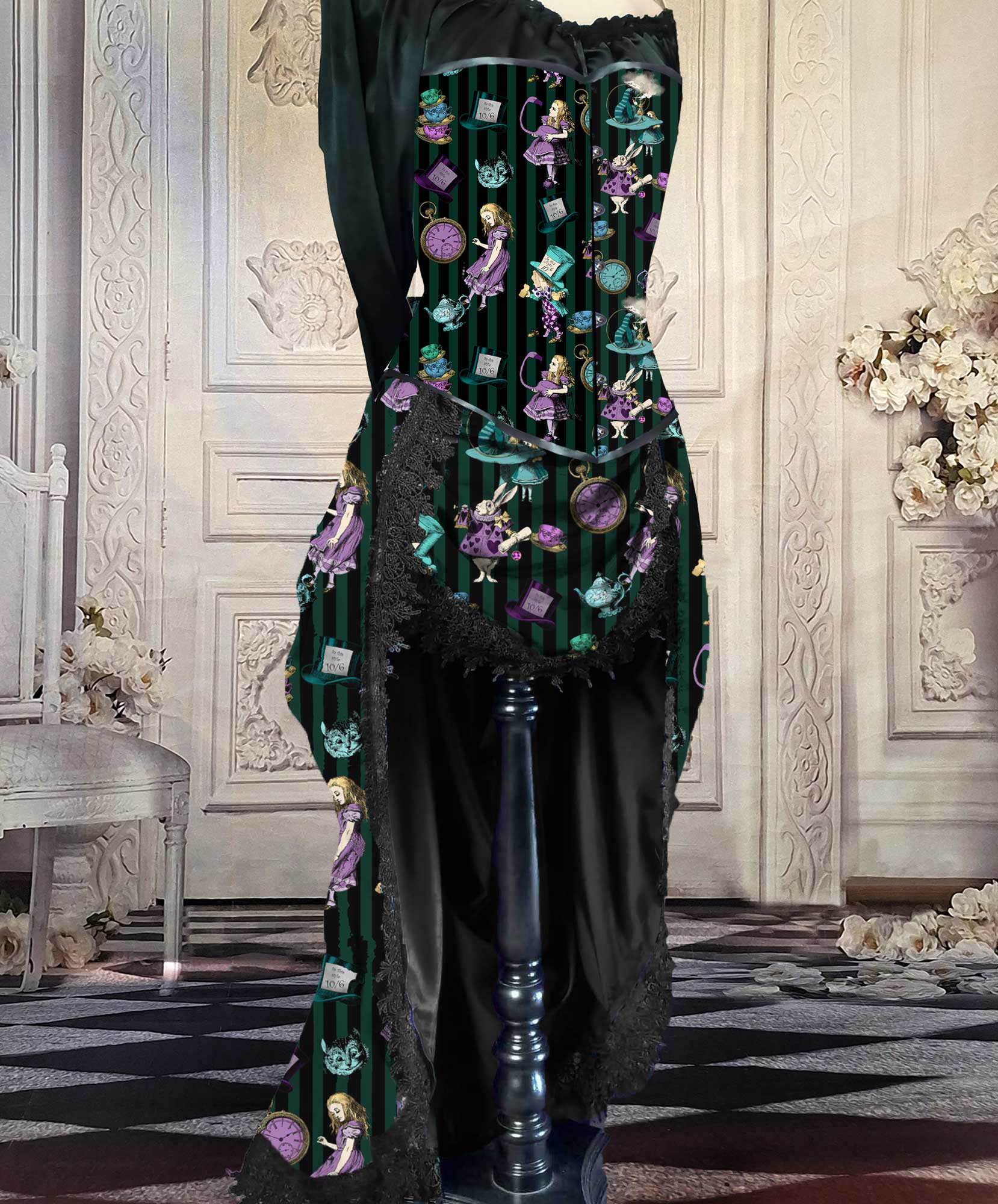 Green Alice in Wonderland Victorian Corset Gown - Made to Measure