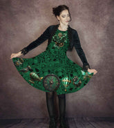 Green Steampunk Dress - Fun Dark Green Clockwork Dress