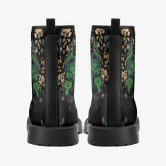 Emerald Green Gothic Roses Lace Up Combat Boots