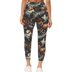 Halloween Spooky Yoga Leggings - High Waist, 3/4 Length with Pockets