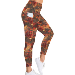 Steampunk Hot Air Balloon Yoga Leggings - High Waist, 3/4 Length with Pockets