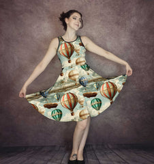 Hot Air Balloon Steampunk Dress - Thicker Fabric Plus Size Friendly (AMULTI)