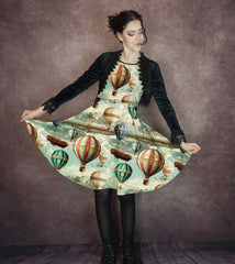 Hot Air Balloon Steampunk Dress - Thicker Fabric Plus Size Friendly (AMULTI)