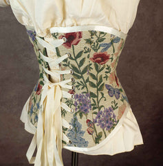 Ivory Floral Tapestry Underbust Corset - Plus Size Friendly - Handmade in Australia
