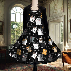 Kitty Cats Dress - Cute Cat Lover Dress - Cat Rescue Party Dress - Plus Size Friendly