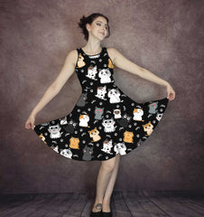 Kitty Cats Dress - Cute Cat Lover Dress - Cat Rescue Party Dress - Plus Size Friendly