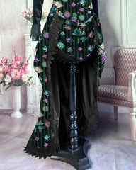 Mad Hatter Victorian Corset Ensemble - Green and Black Mad Hatter Costume