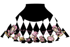 Mad Hatter Tea Party Skirt - Pink and Gold Alice in Wonderland Skirt