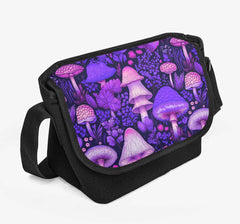 Mushroomcore Purple Messenger Bag - Pink and Purple Forestcore School Bag (JPMUSHMB)