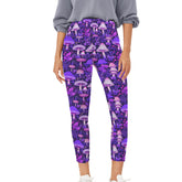 Mushroomcore Purple and Pink Leggings - Women's High Waisted Yoga Leggings with Pockets