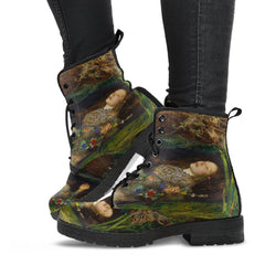 John Everett Millais - Ophelia - Lace Up Combat Boots - Pre Rapaelite Art boots (JPREG90)