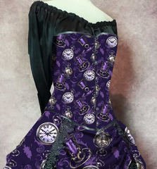 Purple Quirky Steampunk Top Hats and Pocket Watches - Victorian Corset Gown