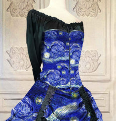 Van Gogh Starry Night Corset and Bustle Gown - Made to Measure, Plus Size Friendly