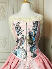 Alice in Wonderland Custom Pink Victorian Corset Gown - Custom fitted Alice in Wonderland Wedding or Prom Dress