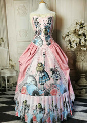 Alice in Wonderland Custom Pink Victorian Corset Gown - Custom fitted Alice in Wonderland Wedding or Prom Dress