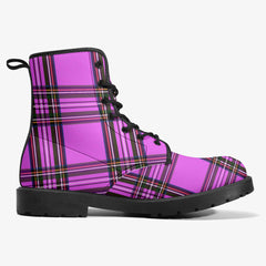 Pink Tartan Combat Boots