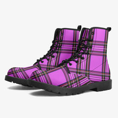 Pink Tartan Combat Boots