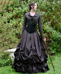 The Governess - Gothic Pinstripe Victorian Wedding Ensemble