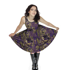 Purple Steampunk Dress, Plus Size Friendly Gothic Dress