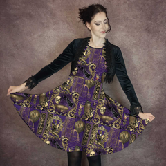 Purple Steampunk Dress, Plus Size Friendly Gothic Dress
