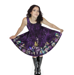 Alice in Wonderland Purple Party Dress - Plus Size Friendly - Thicker Fabric Style